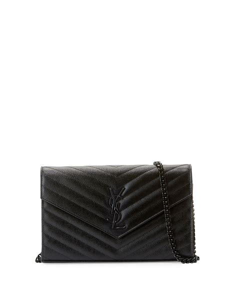 monogram ysl matelasse leather wallet on chain black|ysl cassandre envelope chain wallet.